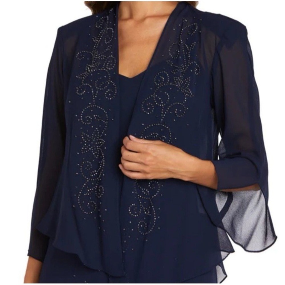 R&M Richards Navy Maxi Dress with Embellishments - Picture 3 of 12